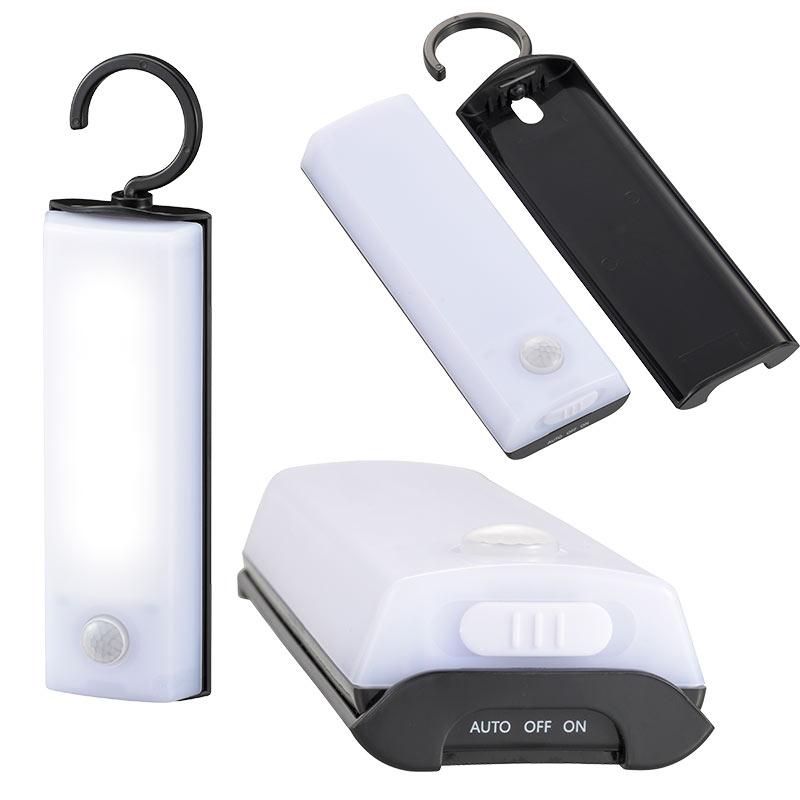 LEDセンサーライト（フック型/明暗+人感センサー/単4×4本使用/60lm/昼白色/防水性能IPX4/ブラック）_06-0145_LS-B60JF-4_OHM（オーム電機）