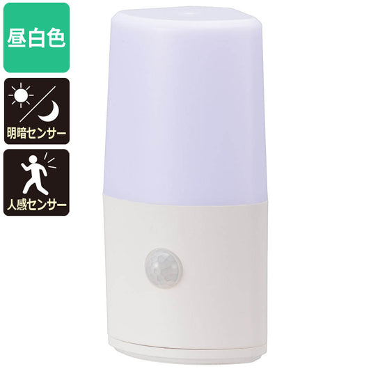 LEDナイトライト(明暗＋人感センサー/単3形×4本使用/昼白色/40 lm/IPX4防水)_06-1722_NIT-BLA6JC-WN_OHM（オーム電機）