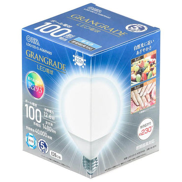 LED電球 ボール球形「GRANGRADE」（100形相当/Ra93/1480lm/昼光色/E26/配光角230°/密閉形器具対応）_06-3870_LDG12D-G AG6/RA93_OHM（オーム電機）