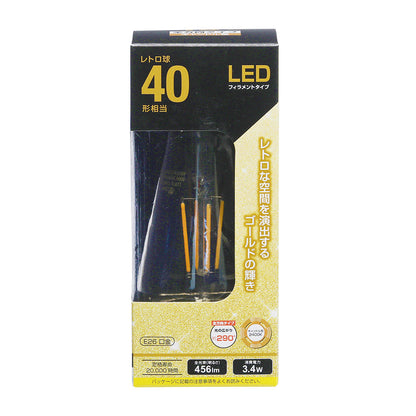 LEDフィラメントタイプ電球 レトロ球（40形相当/456 lm/3.4W/キャンドル色2400K/E26/全方向配光290°）_06-3894_LDF3L C6/GST64_OHM（オーム電機）