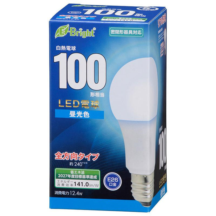 LED電球（100形相当/1749lm/12.4W/昼光色/E26/全方向配光240°/密閉形器具対応）_06-4348_LDA12D-G AG27_OHM オーム電機