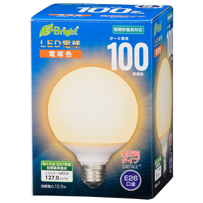 LED電球 ボール球形（100形相当/1385lm/電球色/G95/E26/全方向配光240°/密閉形器具対応）_06-4400_LDG11L-G AG24_OHM（オーム電機）
