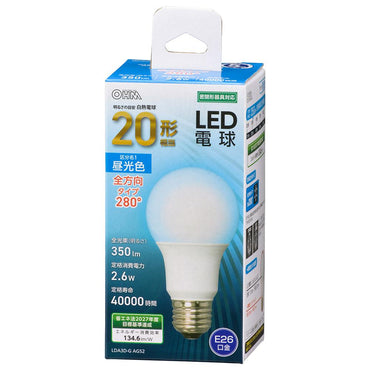 LED電球（20形相当/350lm/昼光色/E26/全方向280°/密閉形器具対応）_06-4453_LDA3D-G AG52_OHM（オーム電機）