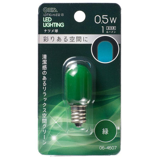 LEDナツメ球（装飾用/0.5W/1lm/緑色/T20/E12/グリーン）_06-4607_LDT1G-H-E12 13_OHM オーム電機