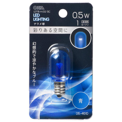 LEDナツメ球（装飾用/0.5W/1lm/青色/T20/E12/クリアブルー）_06-4610_LDT1B-H-E12 13C_OHM オーム電機