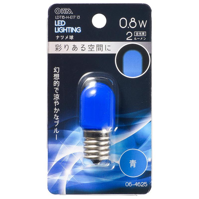 LEDナツメ球（装飾用/0.8W/2lm/青色/T20/E17）_06-4625_LDT1B-H-E17 13_OHM オーム電機