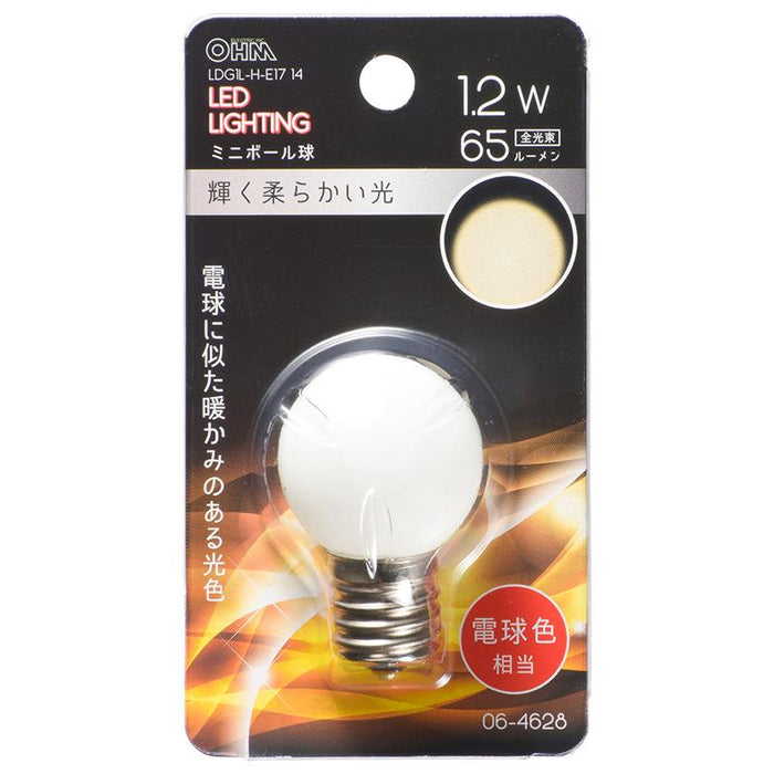 LEDミニボール球（装飾用/1.2W/65lm/電球色/G30/E17）_06-4628_LDG1L-H-E17 14_OHM オーム電機