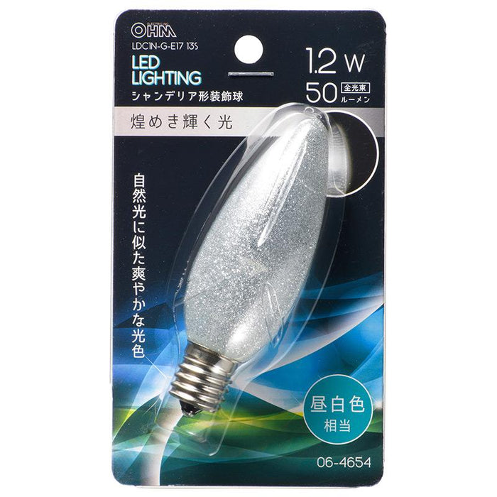 LEDシャンデリア形（装飾用/1.2W/50lm/銀(昼白)色/C32/E17）_06-4654_LDC1N-G-E17 13S_OHM オーム電機