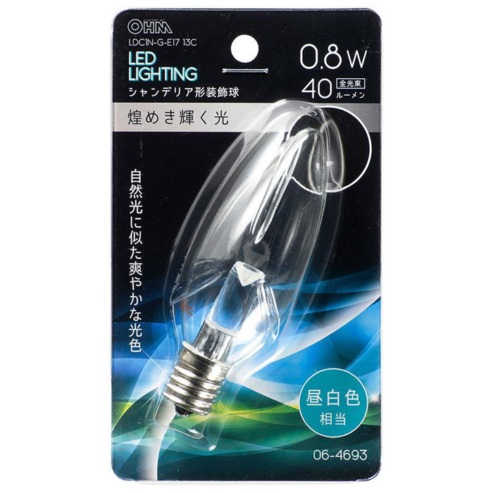 LEDシャンデリア形（装飾用/0.8W/40lm/クリア昼白色/C32/E17）06-4693_LDC1N-G-E17 13C_OHM オーム電機