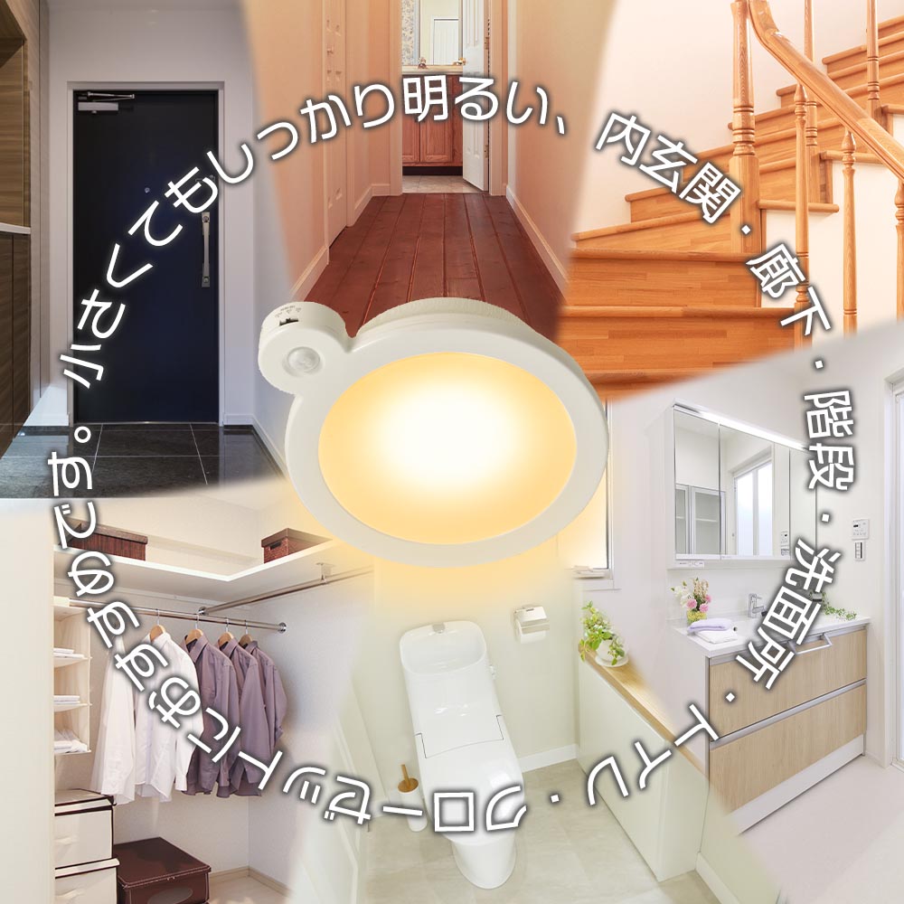 LEDミニシーリングライト （明暗・人感センサー付き/ボール電球40形相当/600 lm/6.0W/電球色/ホワイト）_06-5507_LE-Y6LG-W-PIR_OHM（オーム電機）