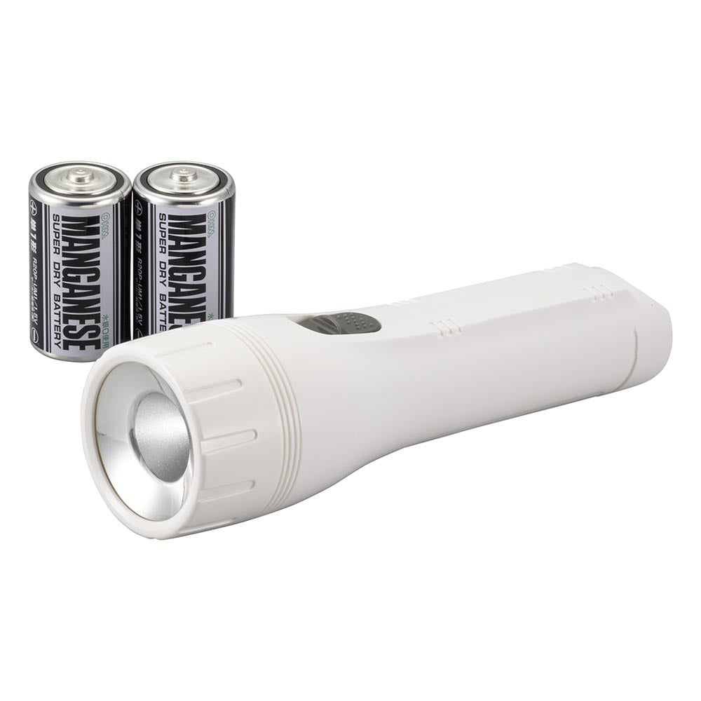LEDライト（単1形x2本付属/72 lm/連続使用150時間/白色LED/ホワイト）_07-8010_LHP-07C5_OHM（オーム電機）