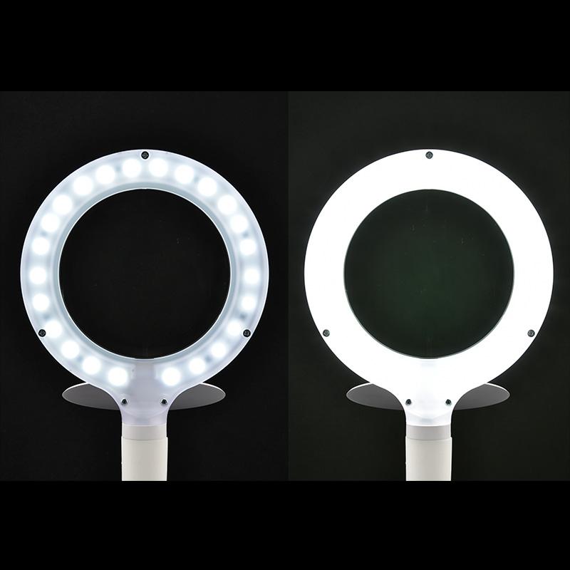 08-0787_DS-L24ZS-W_ルーペ付きLEDスタンドライト(レンズ幅100mm/ホワイト）_OHM オーム電機