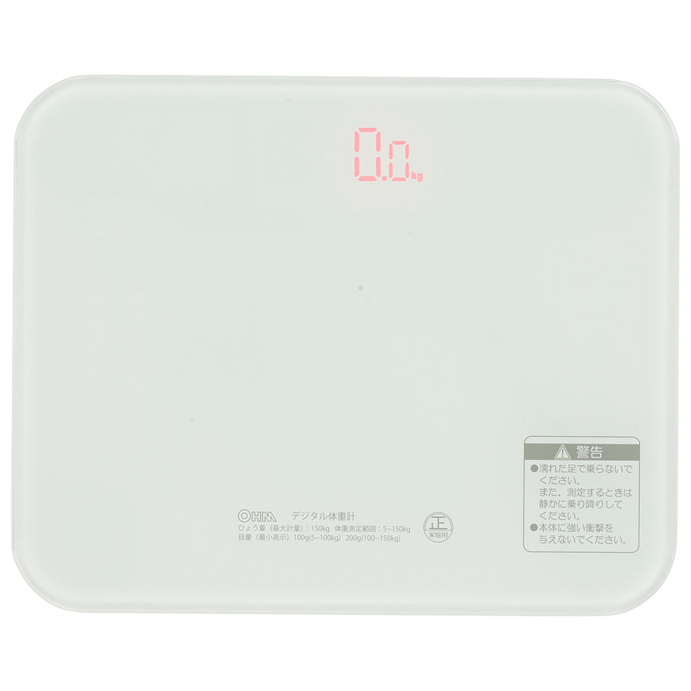 デジタル体重計（単4形×3本使用/ホワイト）_08-1182_HBK-T103-W_OHM（オーム電機）