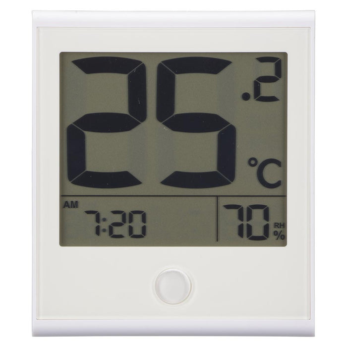 時計付き温湿度計（メモリー機能/快適表示機能/カレンダー表示/置き掛け両用/ 単4形×2本使用/ホワイト）_08-1442_TEM-200B-W_OHM（オーム電機）