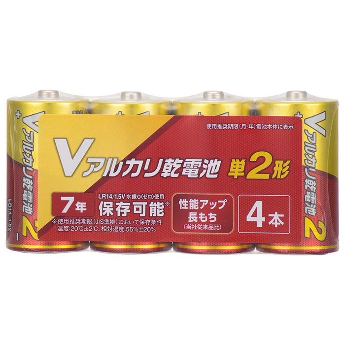 【5個セット】アルカリ乾電池 Vシリーズ（単2形×4本パック）_08-4032-5_LR14VN4S_OHM（オーム電機）
