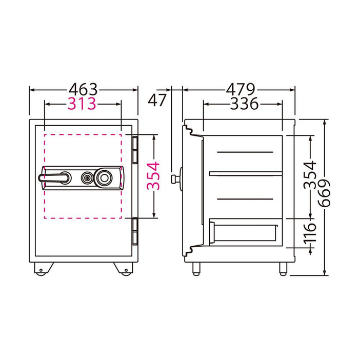 665DK EIKO エーコー STANDARD（スタンダード）家庭用耐火 ダイヤルタイプ 1時間耐火 103kg 51L