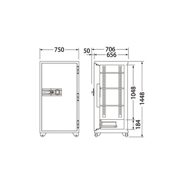 704DKG EIKO エーコー 業務用耐火金庫 ダイヤルタイプ　100万変換ダイヤル式　 1時間耐火 380kg 345L