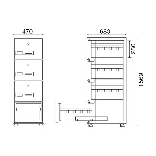 A4-4_耐火キャビネット A4サイズ 270kg_【車上渡し・送料無料(※リフト所有※一部地域対象外)】【代引不可】【メーカー直送 】_ダイーエクサイト・セキュリティ