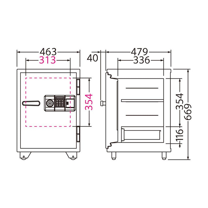 BSD-PKXA EIKO エーコー STANDARD（スタンダード）家庭用耐火金庫 テンキータイプ+警報装置　アラーム付　 1時間耐火 51kg 51L