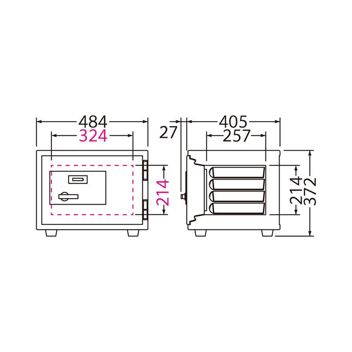 エーコー 家庭用 耐火金庫 BSS-4M トレー4枚 A4用紙トレー収納 一般紙用1時間耐火試験合格 メーカー直送代引き不可 車上渡し
