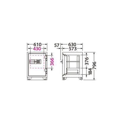 CS-90E EIKO エーコー 業務用耐火金庫 テンキータイプ　テンキー式E+耐ドリルシリンダー錠　 2時間耐火 185kg 90L ロックフリー機能搭載
