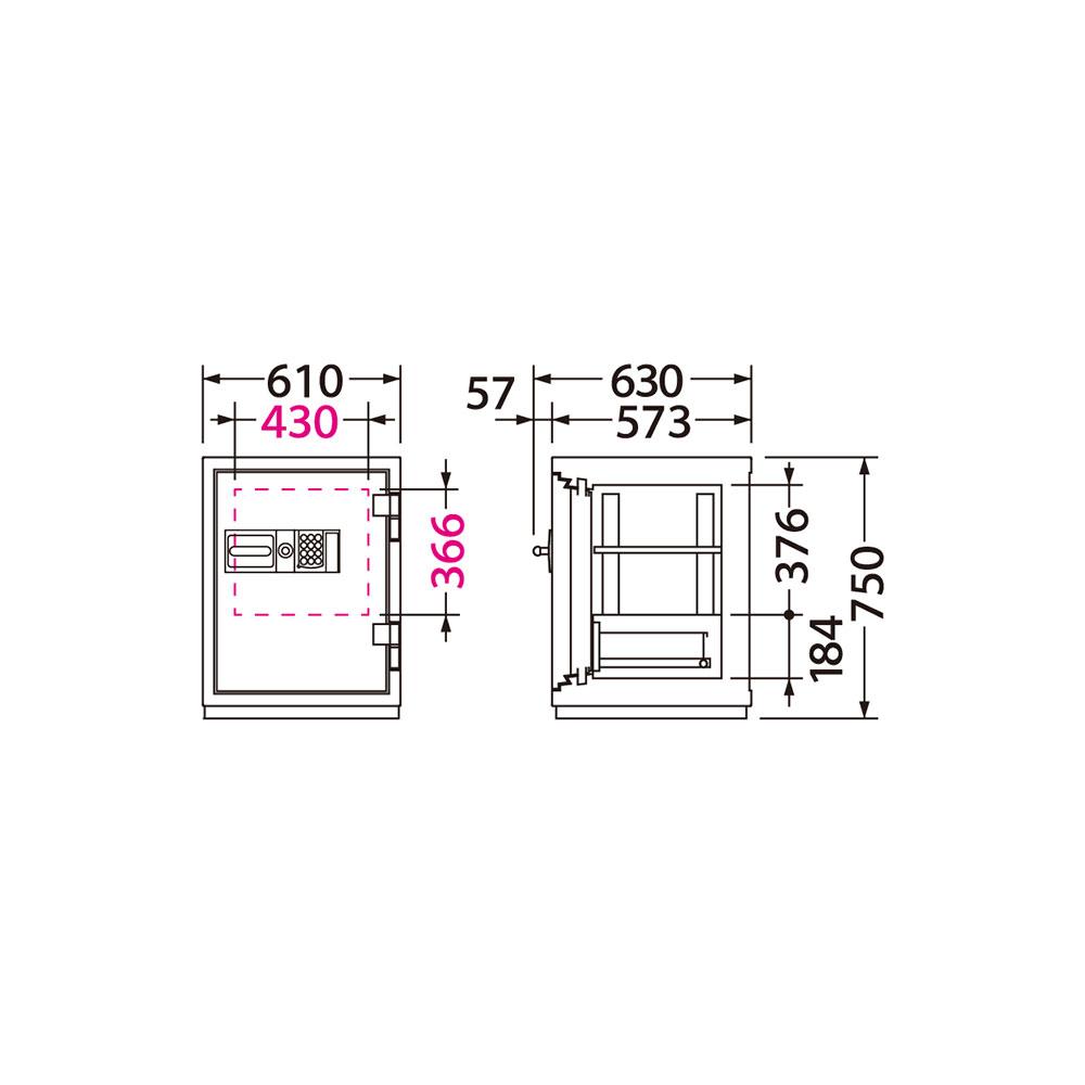 CSG-90E EIKO エーコー 業務用耐火金庫 テンキータイプ　テンキー式E+耐ドリルシリンダー錠 2時間耐火 195kg 90L ロックフリー機能搭載