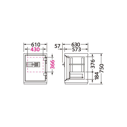 CSG-90E EIKO エーコー 業務用耐火金庫 テンキータイプ　テンキー式E+耐ドリルシリンダー錠 2時間耐火 195kg 90L ロックフリー機能搭載