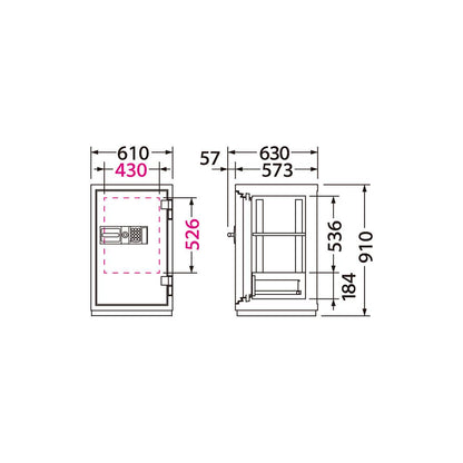 CSG-91E EIKO エーコー 業務用耐火金庫 テンキータイプ　テンキー式E+耐ドリルシリンダー錠 2時間耐火 241kg 115L ロックフリー機能搭載