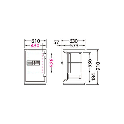 【削除】CSG-91YET EIKO エーコー 業務用耐火金庫 3マルチロックタイプ　指紋認証+テンキー+ICタグ 2時間耐火 241kg 115L 解除履歴システム搭載
