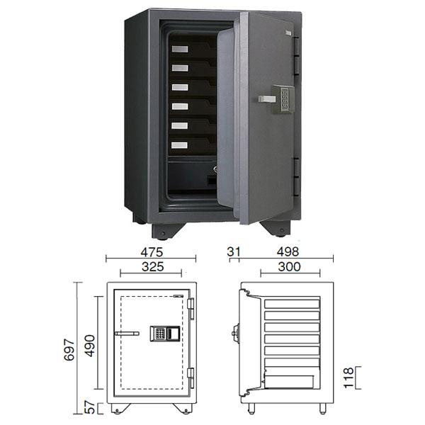 KMX-50EA_テンキー式耐火金庫（警報器付）50L 110kg_【送料・設置料見積要】【代引不可】【メーカー直送】_KingCrown（日本アイ・エス・ケイ）