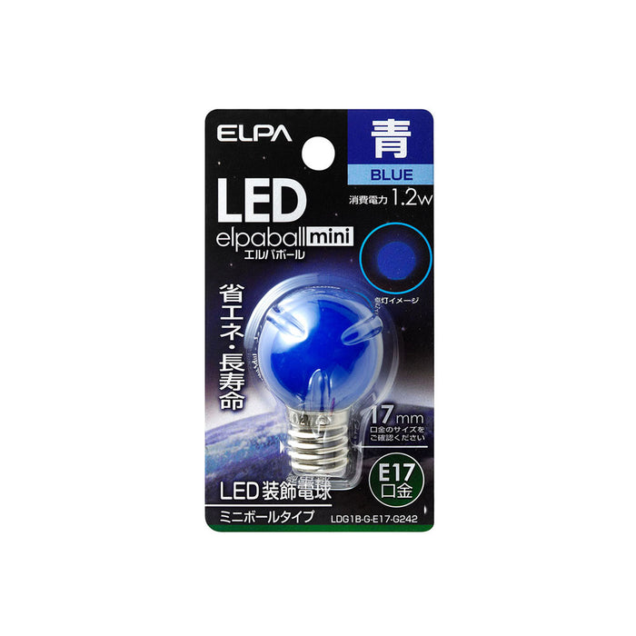 LDG1B-G-E17-G242_1771000_LED装飾電球ミニボール球形 E17 G30 ブルー_ELPA（エルパ・朝日電器）