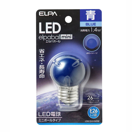 LDG1B-G-G252_1687700_LED装飾電球 ミニボールG40形 E26 青色_ELPA（エルパ・朝日電器）