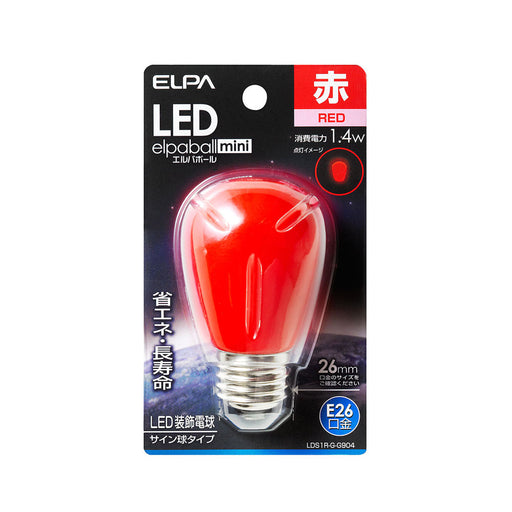 LDS1R-G-G904_1771100_LED装飾電球 サイン球　E26 レッド_ELPA（エルパ・朝日電器）
