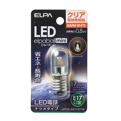 LDT1CL-G-E17-G116_1686200_LED装飾電球 ナツメ球タイプ E17 クリア電球色相当_ELPA（エルパ・朝日電器）