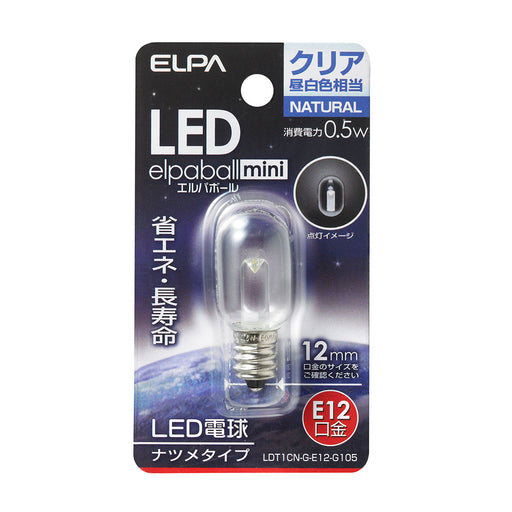 LDT1CN-G-E12-G105_1685400_LED装飾電球 ナツメ球タイプ E12 クリア昼白色相当_ELPA（エルパ・朝日電器）