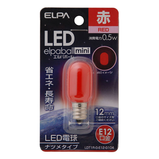 LDT1R-G-E12-G104_1685300_LED装飾電球 ナツメ球タイプ E12 赤色_ELPA（エルパ・朝日電器）