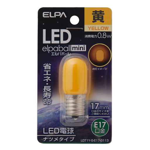 LDT1Y-G-E17-G113_1685900_LED装飾電球 ナツメ球タイプ E17 黄色_ELPA（エルパ・朝日電器）