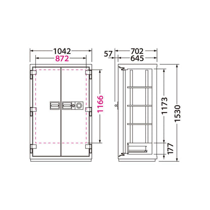 NCW-52 EIKO エーコー 業務用耐火金庫 ダイヤルタイプ（100万変換ダイヤル式） 2時間耐火 670kg 526L