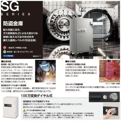 SG-1260 EIKO エーコー 防盗金庫 ダイヤルタイプ（100万変換ダイヤル式×2搭載） 2時間耐火・TRTL-30防盗規格 1260kg 290L