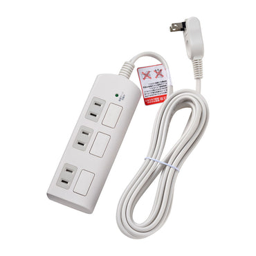 WBS-LS303F(W)_1965300_耐雷フラットスイッチ付タップ3P3m_ELPA（エルパ・朝日電器）