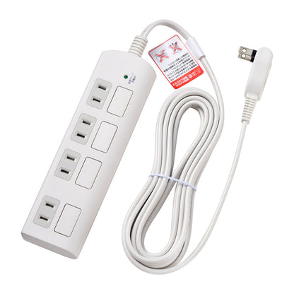 WBS-LS403F(W)_1965500_耐雷フラットスイッチ付タップ4P3m_ELPA（エルパ・朝日電器）