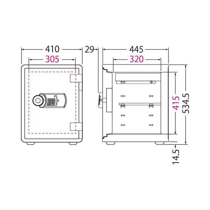 YES-031DBL_YES COLOR SAFE 家庭用耐火金庫 テンキータイプ（LCD画面付テンキーロック）41L 57kg_【送料・設置料見積要】【代引不可】【メーカー直送】_EIKO（エーコー）