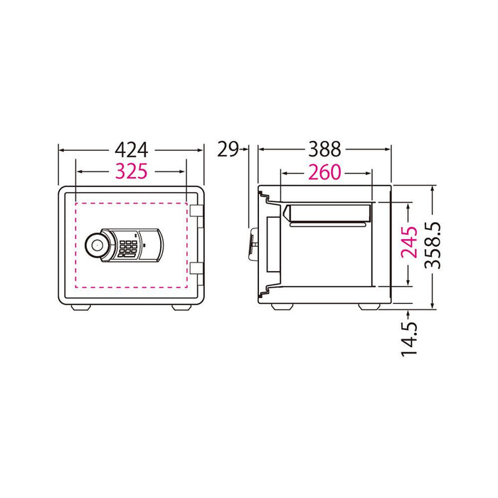 YESM-020BL_YES COLOR SAFE 家庭用耐火金庫 テンキータイプ（LCD画面付テンキーロック）21L  37kg_【送料・設ーエクサイト・セキュリティ